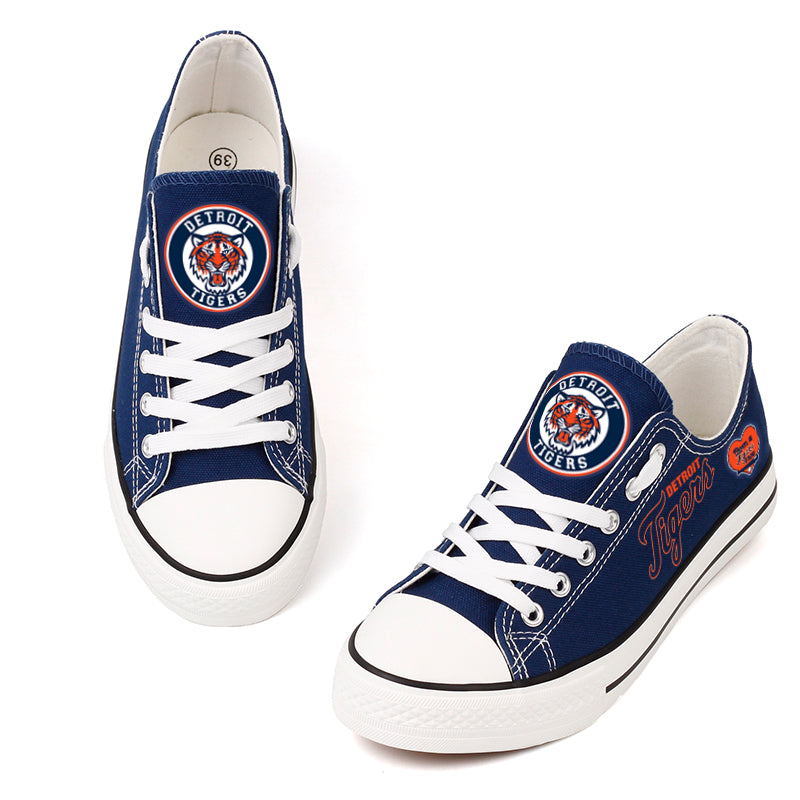 Detroit Tigers Limited Print MLB Baseball Fans Low Top Canvas Shoes Sport Sneakers T-DAC174L