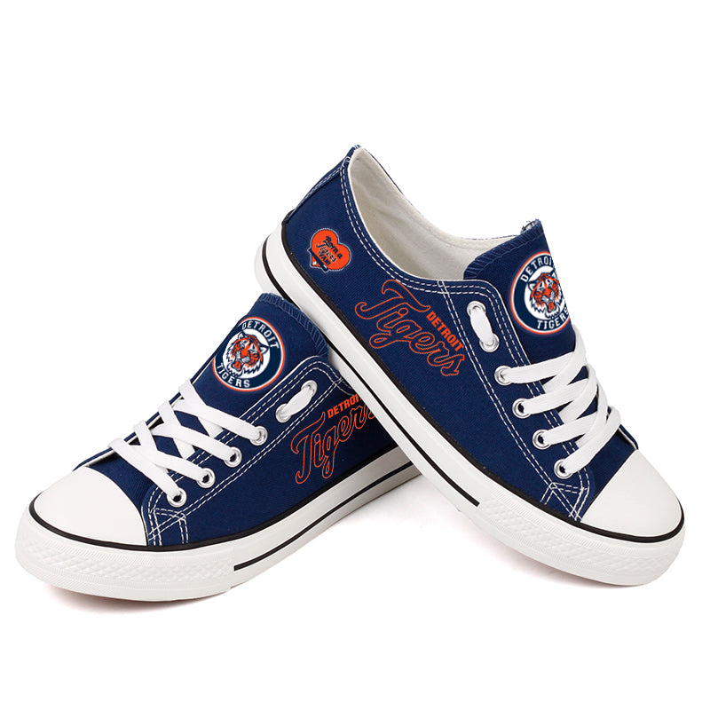Detroit Tigers Limited Print MLB Baseball Fans Low Top Canvas Shoes Sport Sneakers T-DAC174L