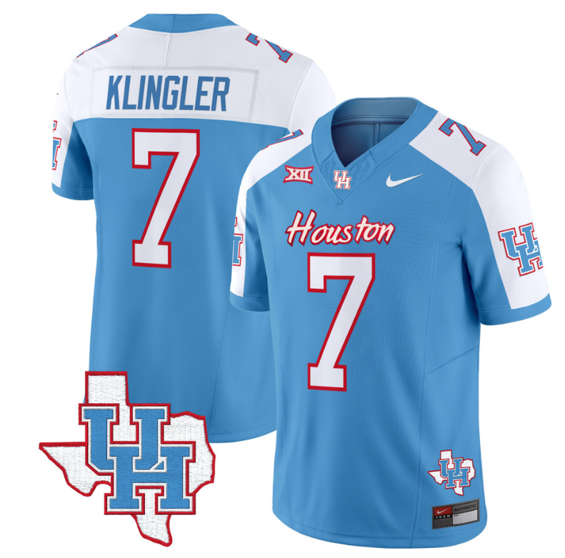 David Klingler Jersey #7 Houston Cougars Oilers Inspired Vapor College Football Limited Stitched Blue Alternate