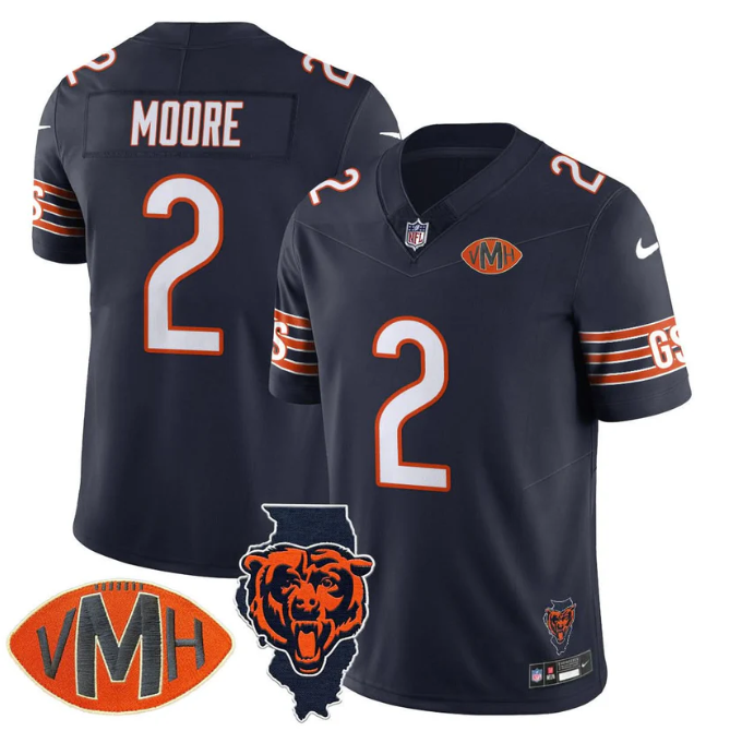 DJ Moore Jersey #2 Honor Virginia Halas McCaskey All Stitched Navy