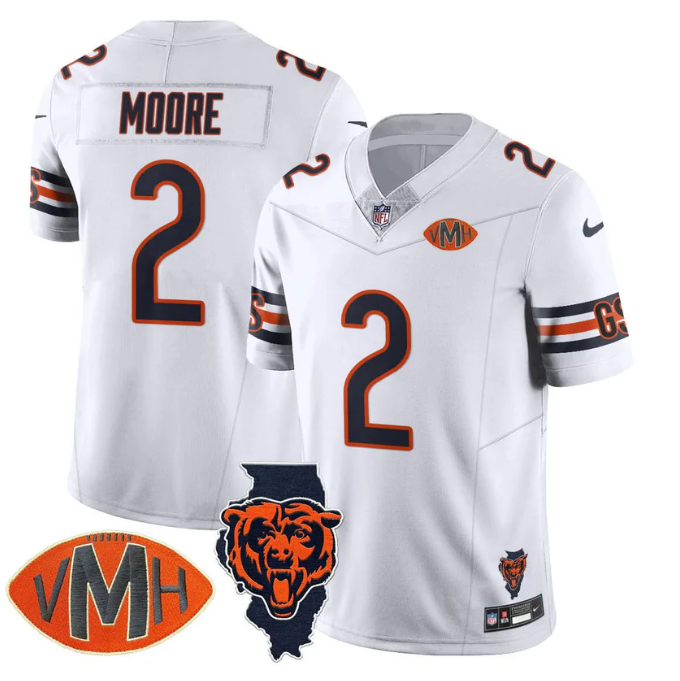 DJ Moore Jersey #2 Honor Virginia Halas McCaskey All Stitched White