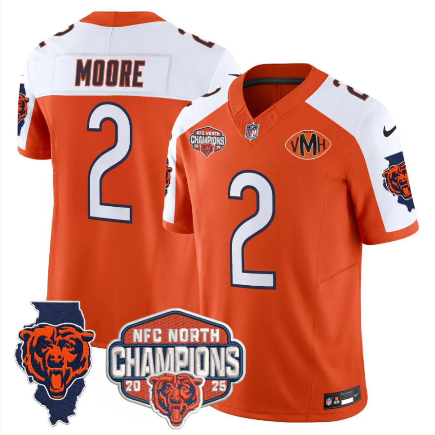 DJ Moore Jersey #2 NFC North Champions Patch 2025 V2 Stitched Navy Alternate