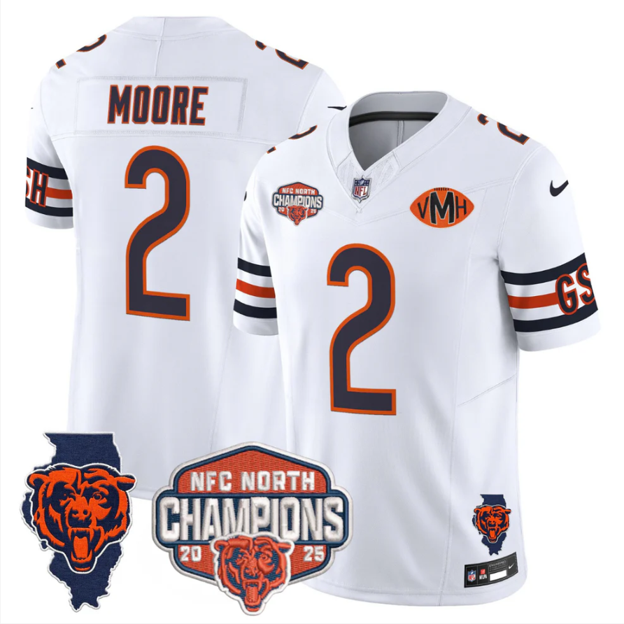 DJ Moore Jersey #2 NFC North Champions Patch 2025 V2 Stitched Navy Alternate