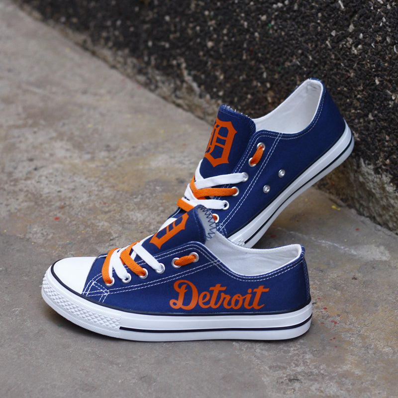 Detroit Tigers Limited Print MLB Baseball Fans Low Top Canvas Shoes Sport Sneakers T-DAC61L