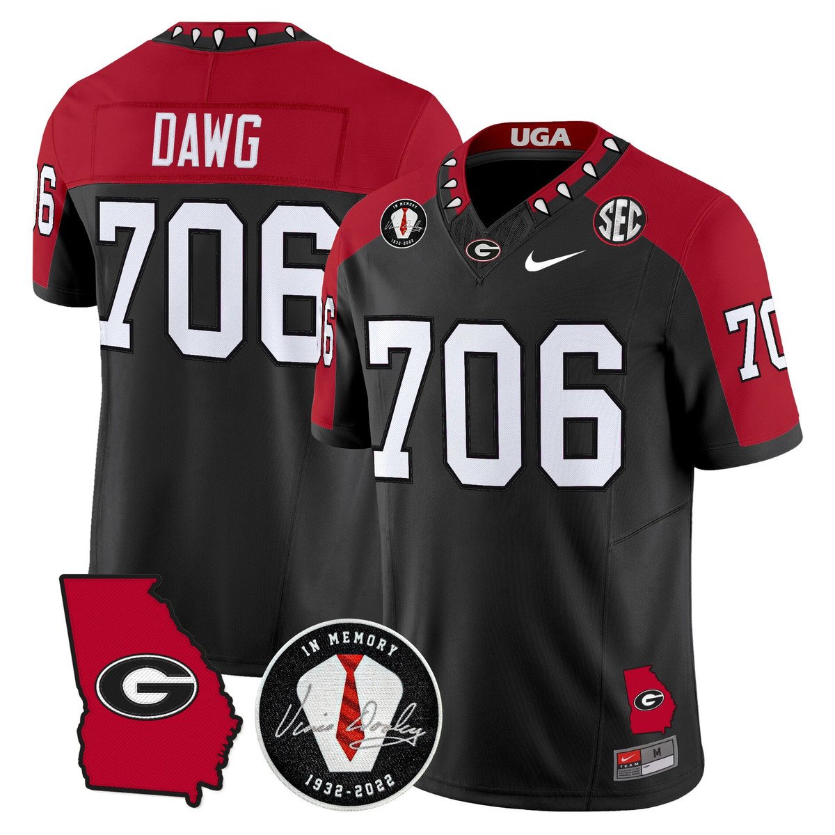 Dawg Jersey #706 Georgia Bulldogs 2025 Vapor Limited Stitched Black Alter
