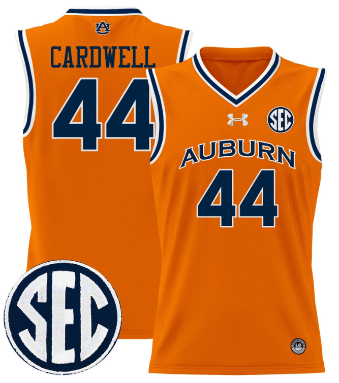 Dylan Cardwell Jersey #44 Auburn Tigers 2024 Lightweight Basketball Orange