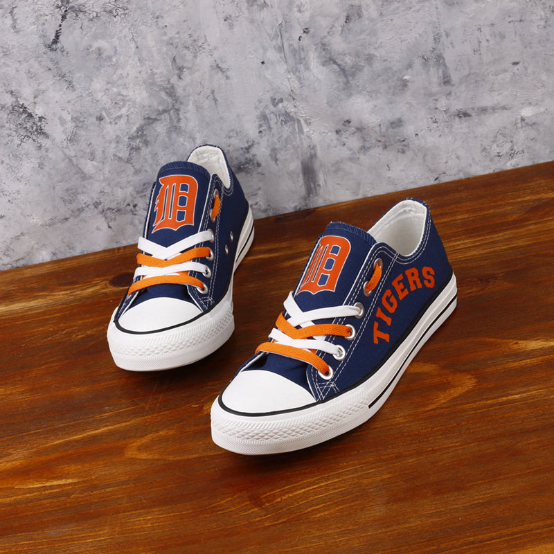Detriot Tigers Limited Print MLB Baseball Fans Low Top Canvas Shoes Sport Sneakers T-DG67L