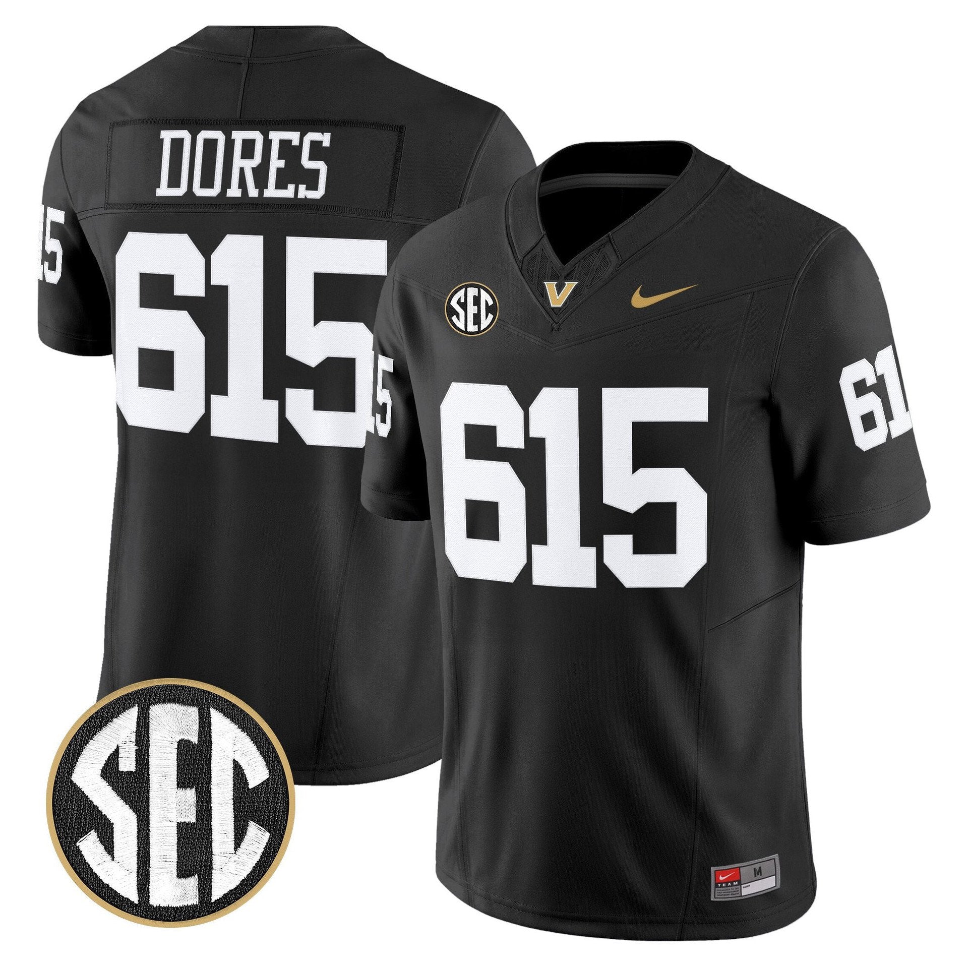 Dores Jersey #615 Vanderbilt Commodores 2025 Limited Stitched Black