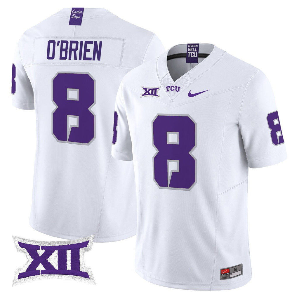 Davey O'Brien Jersey #8 TCU Horned Frogs 2025 Vapor Limited Stitched White