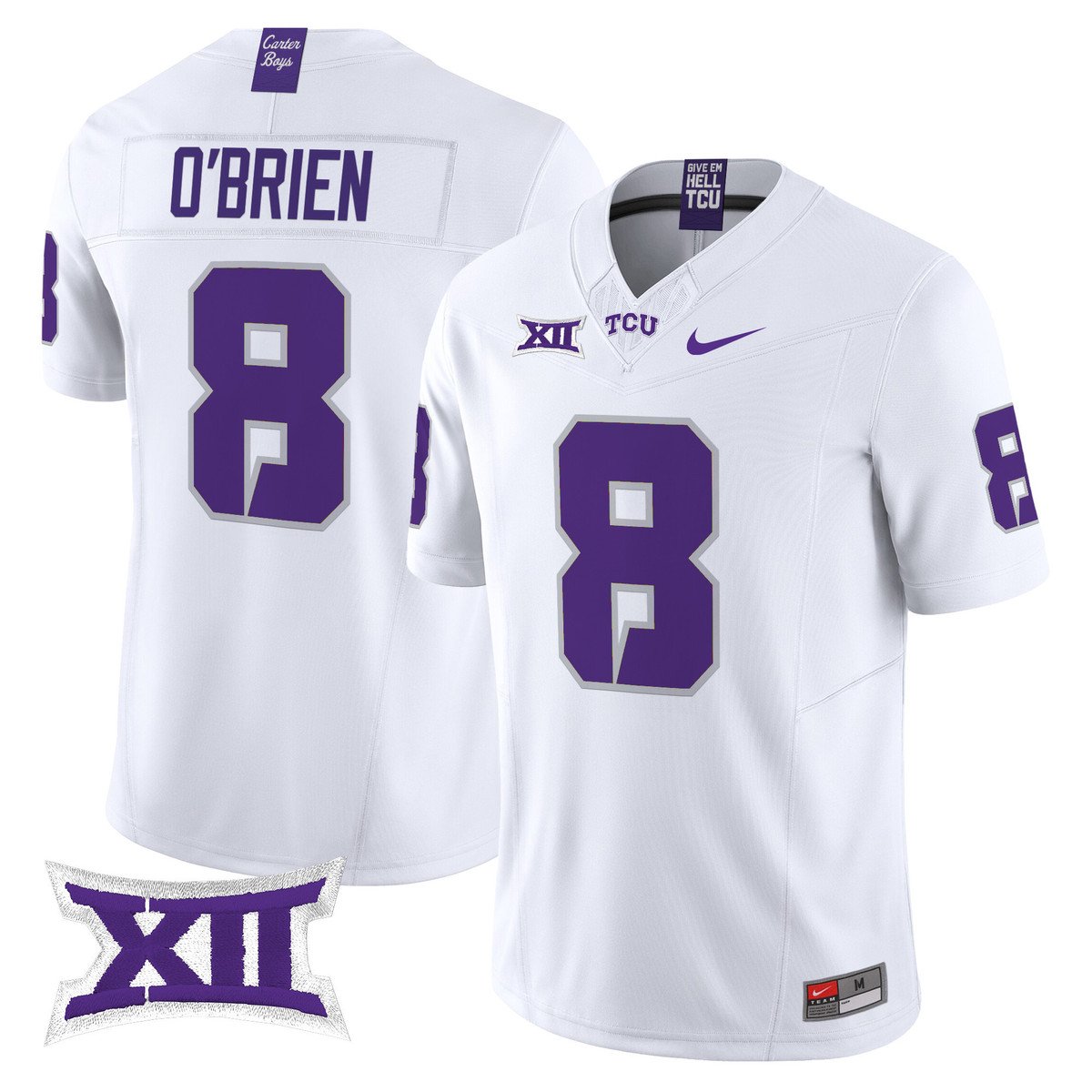 Davey O'Brien Jersey #8 TCU Horned Frogs 2025 Vapor Limited Stitched White