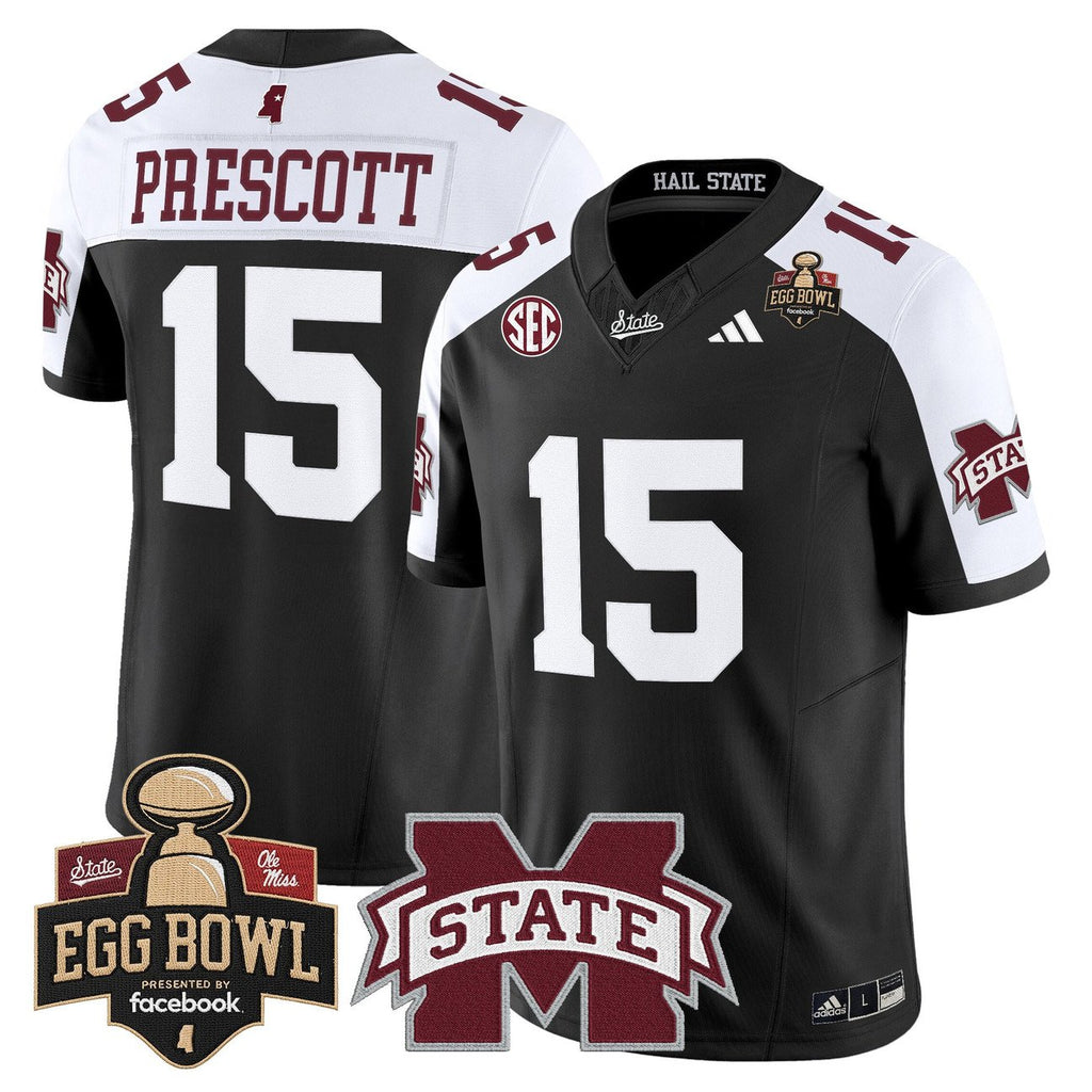 Dak Prescott Jersey #15 Mississippi State Bulldogs 2025 Egg Bowl Stitched