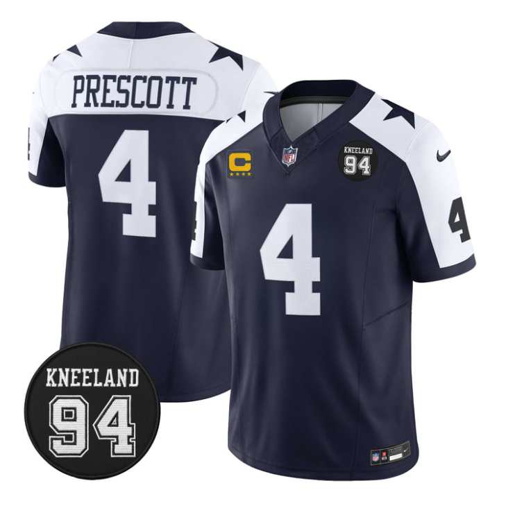Dak Prescott Jersey #4 Marshawn Kneeland Memorial Patch Vapor Stitched