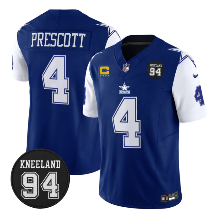 Dak Prescott Jersey #4 Marshawn Kneeland Memorial Patch Vapor Stitched