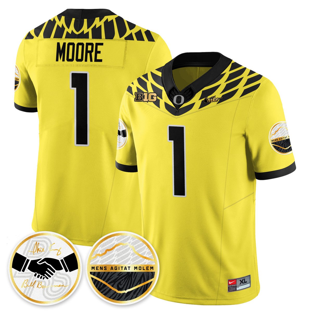 Dakorien Moore Jersey #1 Oregon Ducks 2025 Shoe Duck Stitched Yellow