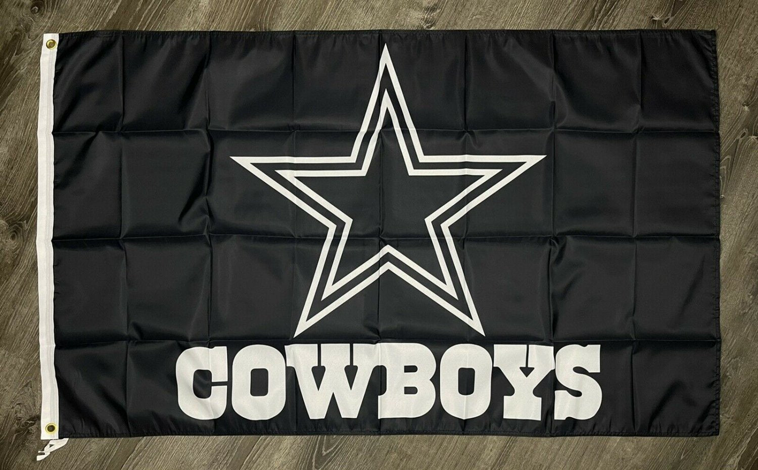 Dallas Cowboys Logo Flag 3x5 ft Sports Black Banner Man-Cave Garage