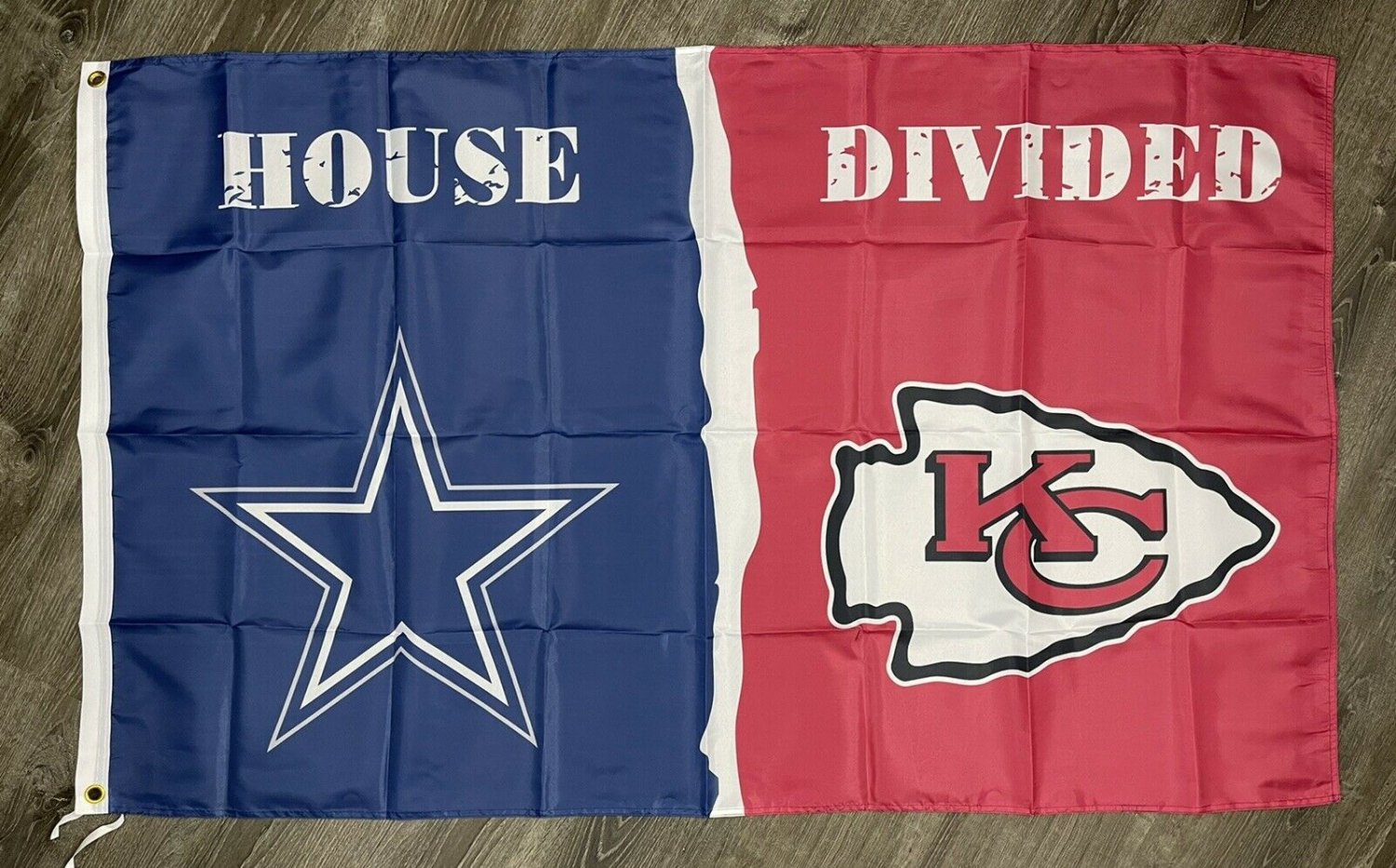 Dallas Cowboys vs Kansas City Chiefs House Divided Flag 3x5ft Banner New