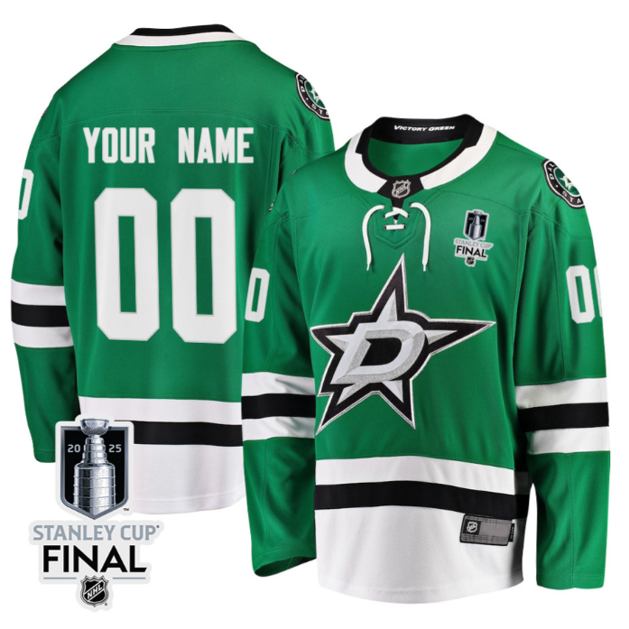 Dallas Stars 2025 STANLEY CUP Final Patch Home Men Custom Jersey Green