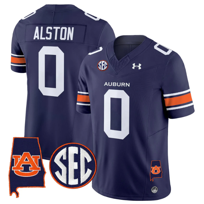 Damari Alston Jersey #0 Auburn Tigers 2025 Alabama Patch Stitched Navy