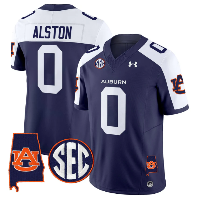 Damari Alston Jersey #0 Auburn Tigers 2025 Alabama Patch Stitched Navy Alter