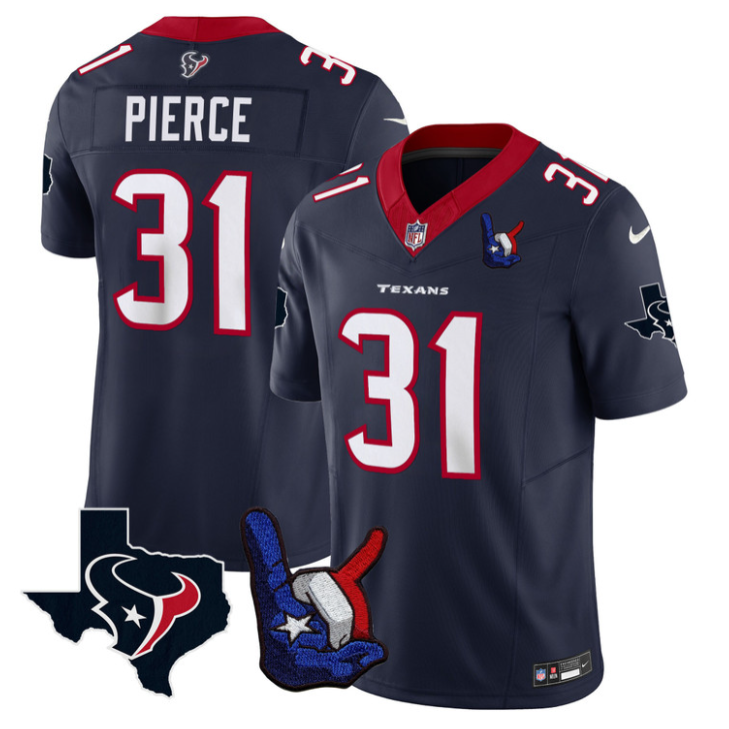 Dameon Pierce Jersey #31 Hand Sign Throwing Up Patch Limited Stitched