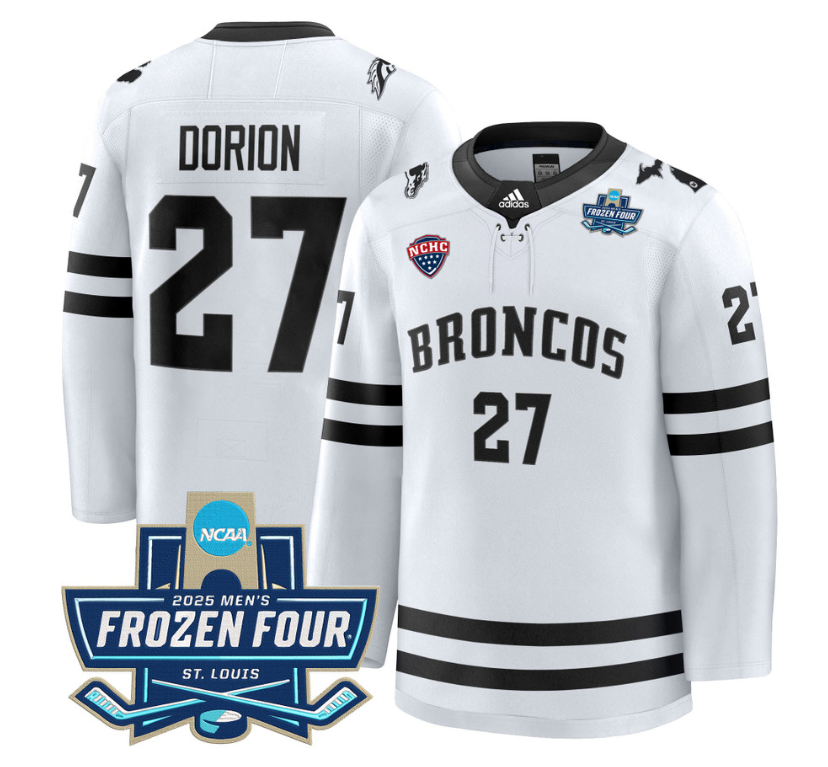 Dan Dorion Jersey #27 Western Michigan Broncos 2025 Frozen Four Patch Stitched White