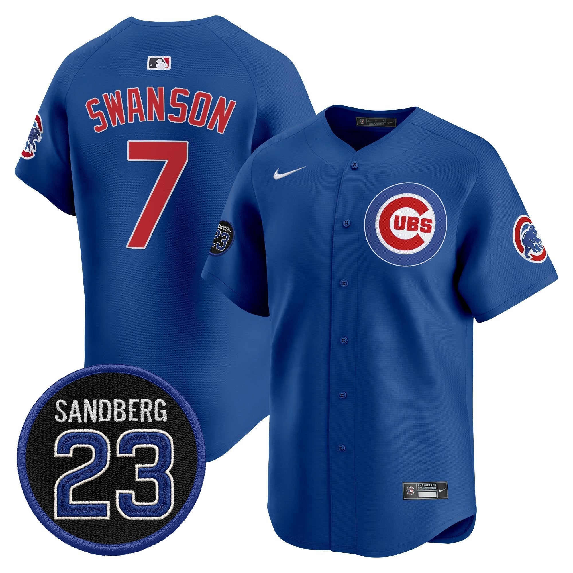 Dansby Swanson Jersey #7 Chicago Cubs Ryne Sandberg Tribute Stitched Royal
