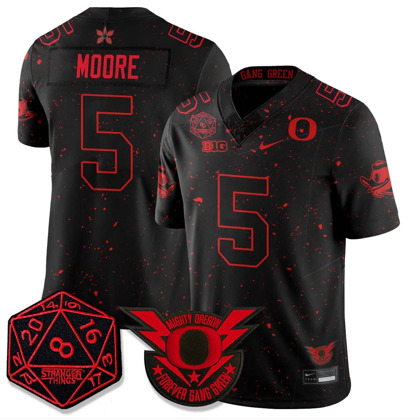 Dante Moore Jersey #5 Oregon Ducks Stranger Things Vapor Limited Stitched