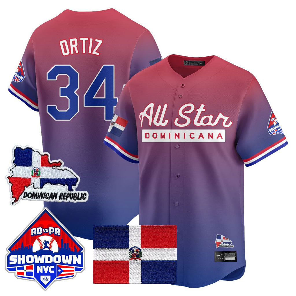 David Ortiz Jersey #34 Dominican Republic Baseball All-Star 2025 Red Limited