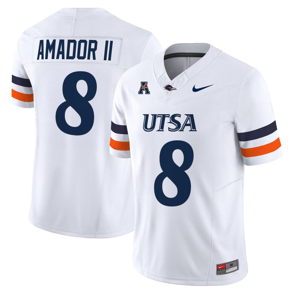David Amador II Jersey #8 UTSA Roadrunners 2025 Vapor Limited Stitched White
