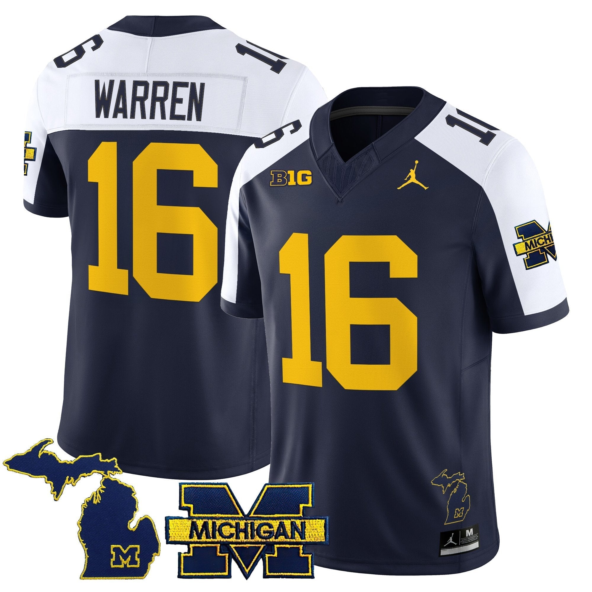 Davis Warren Jersey #16 Michigan Wolverines 2025 Vapor Stitched Navy Alternate