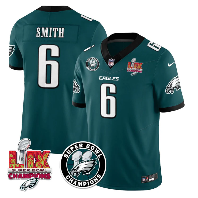 DeVonta Smith Jersey #6 Super Bowl LIX Champions All Stitched Green
