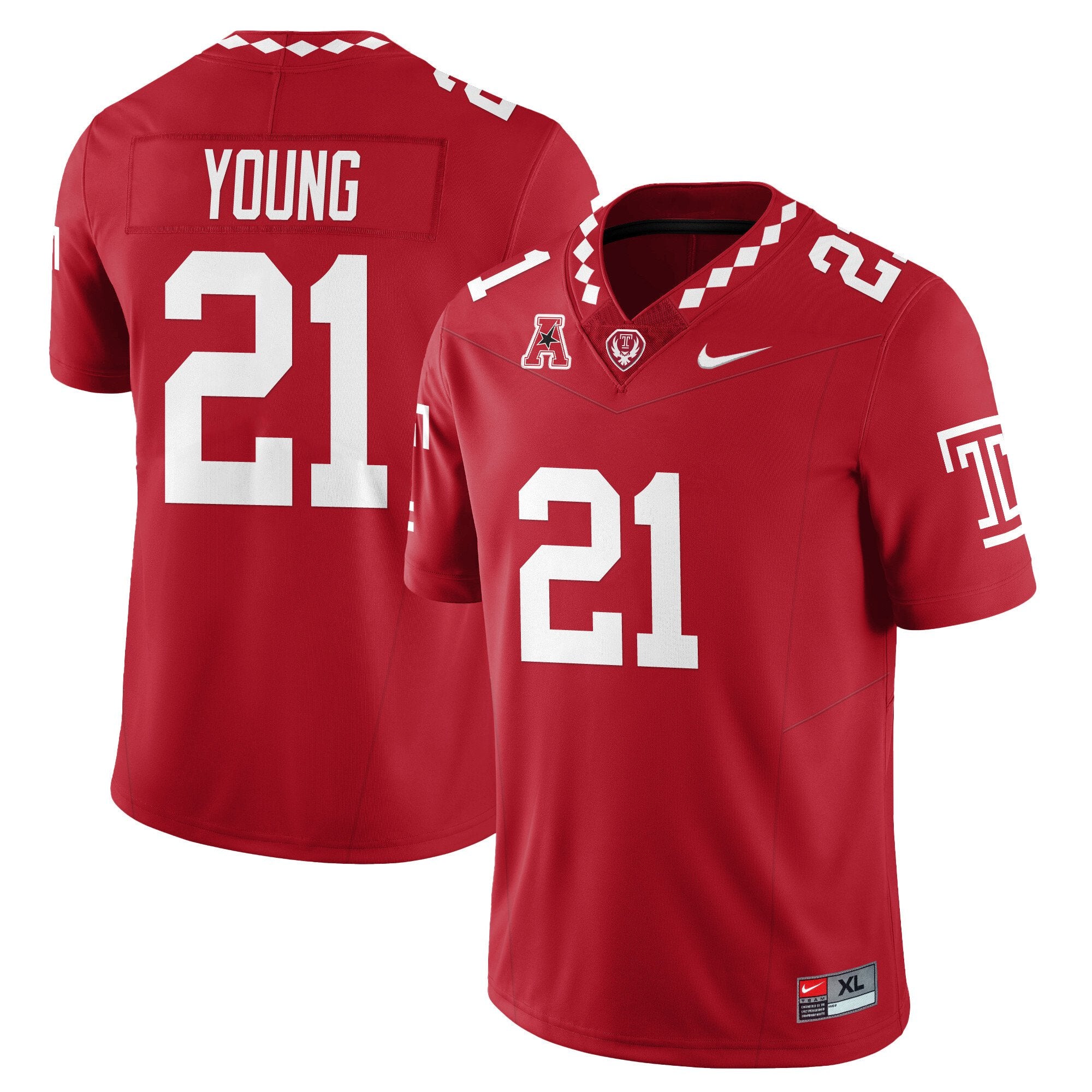 De'Carlos Young Jersey #21 Temple Football 2025 Vapor Limited Stitched Red