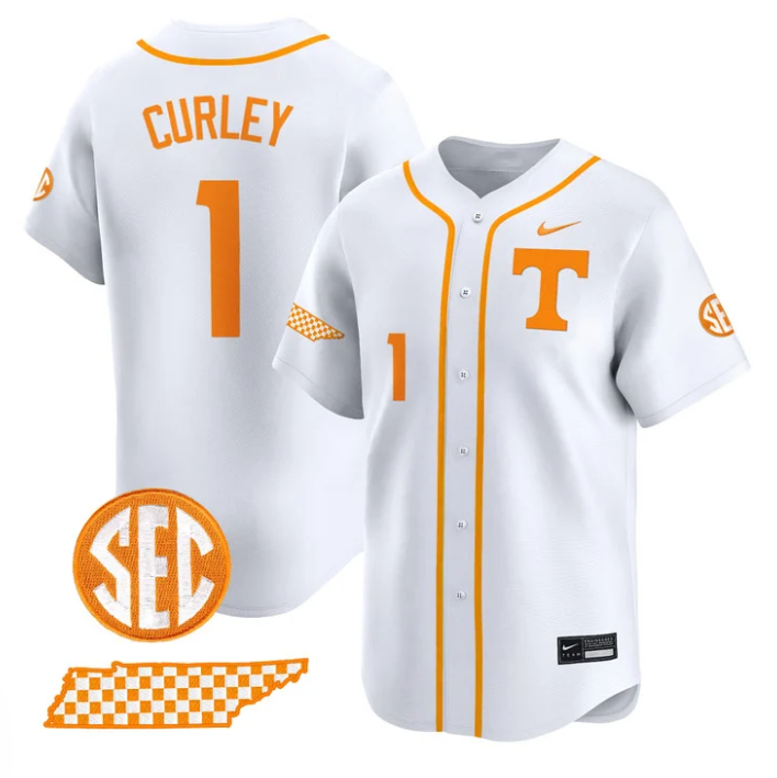 Dean Curley Jersey #1 Tennessee Vols 2025 Vapor Premier Limited Stitched White