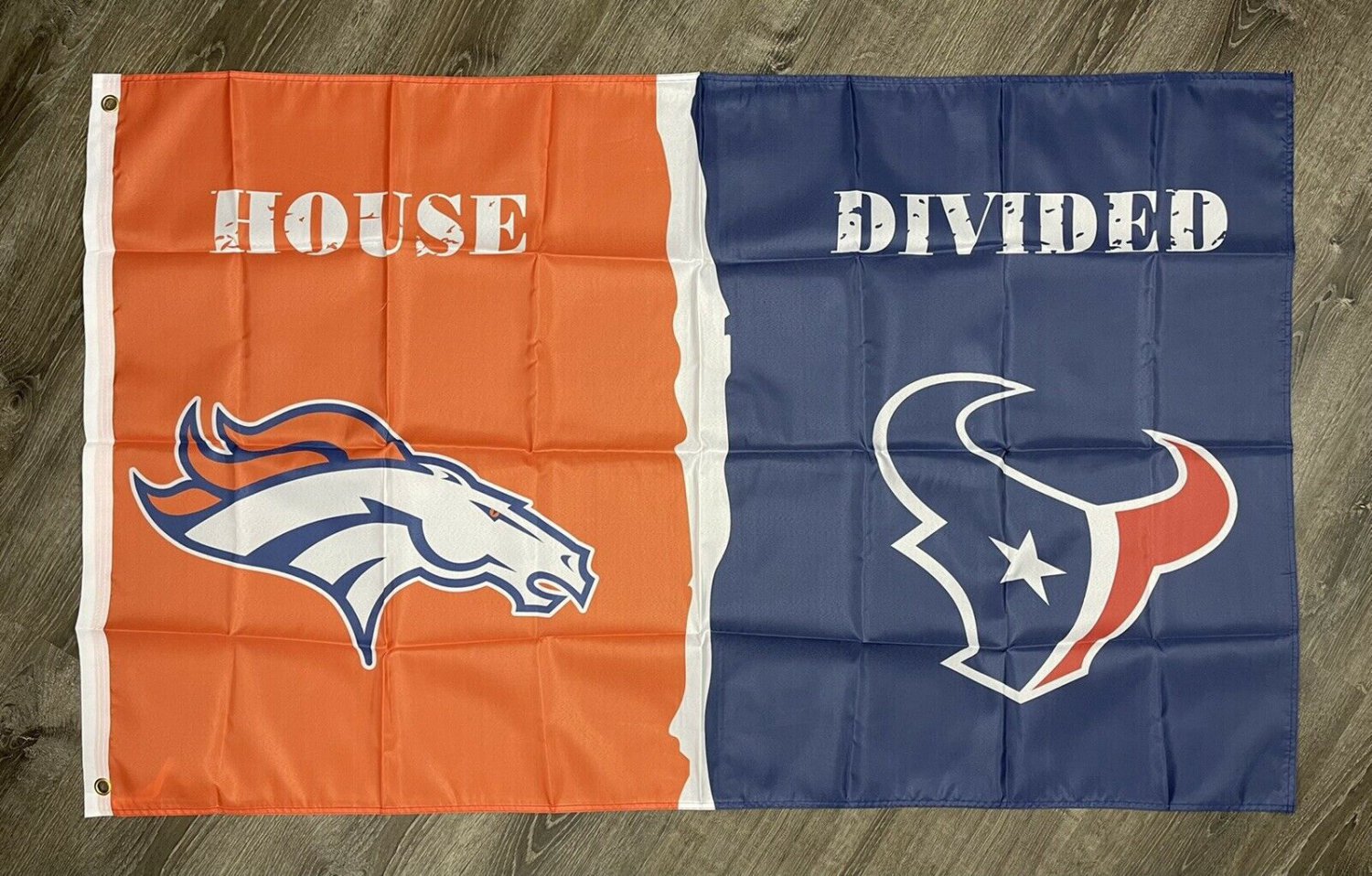 Denver Broncos vs Houston Texans House Divided Flag 3x5 ft Sports Banner