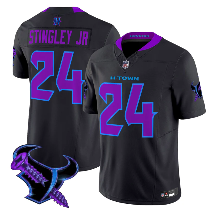 Derek Stingley Jr Jersey #24 DJ Screw 2025 Vapor Limited All Stitched
