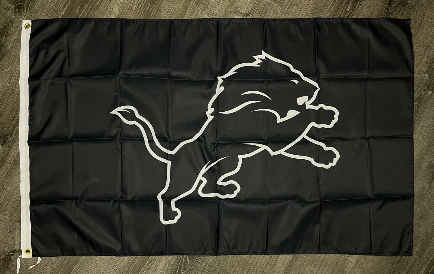Detroit Lions Logo Flag 3x5 ft Sports Black Banner Man-Cave Garage
