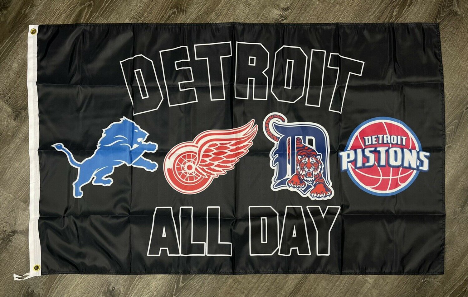 Detroit Lions Red Wings Tigers Pistons All Day Flag 3x5 ft Banner Man-Cave New