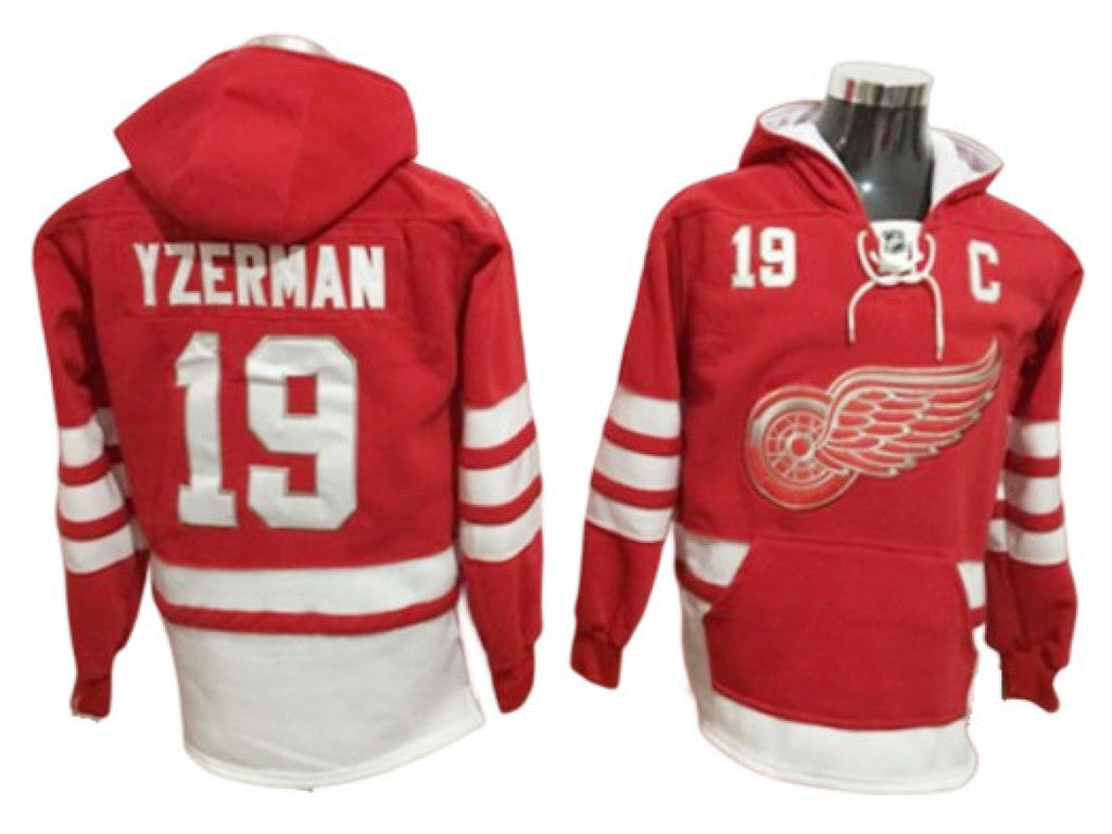 Detroit Red Wings #19 Steve Yzerman One Front Pocket Pullover Hoodie Red