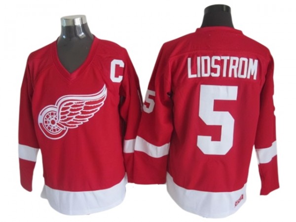 Detroit Red Wings #5 Nicklas Lidstrom 2002 Vintage CCM Jersey - White