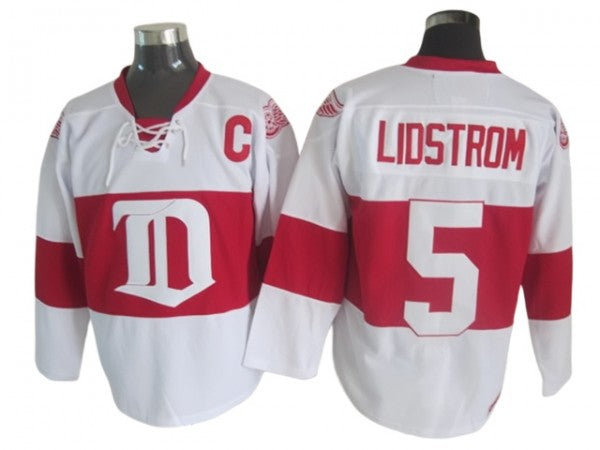 Detroit Red Wings #5 Nicklas Lidstrom 2009 Vintage CCM Jersey - White