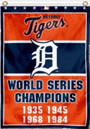 Detroit Tigers 4-Time World Series Champions Flag 3X5Ft Banner USA Polyester with Brass Grommets