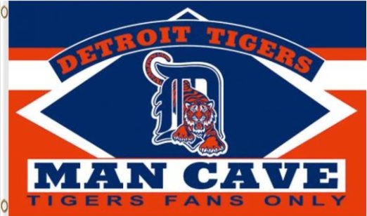 Detroit Tigers Man Cave Flag 3X5Ft Banner USA Polyester with Brass Grommets
