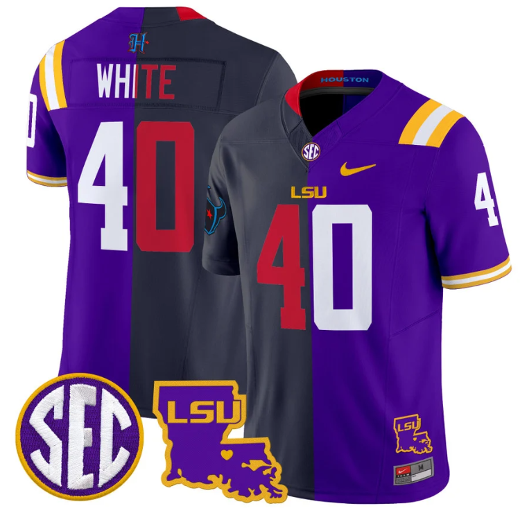 Devin White Jersey #40 LSU Tiger Split Vapor Limited Football All Stitched
