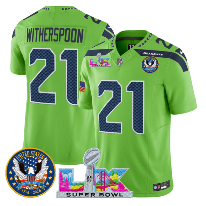 Devon Witherspoon Jersey #21 Super Bowl LX United States 250th Stitched