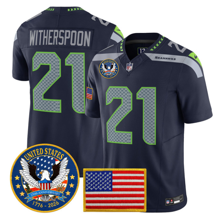 Devon Witherspoon Jersey #21 United States 250th Anniversary Patch Stitched