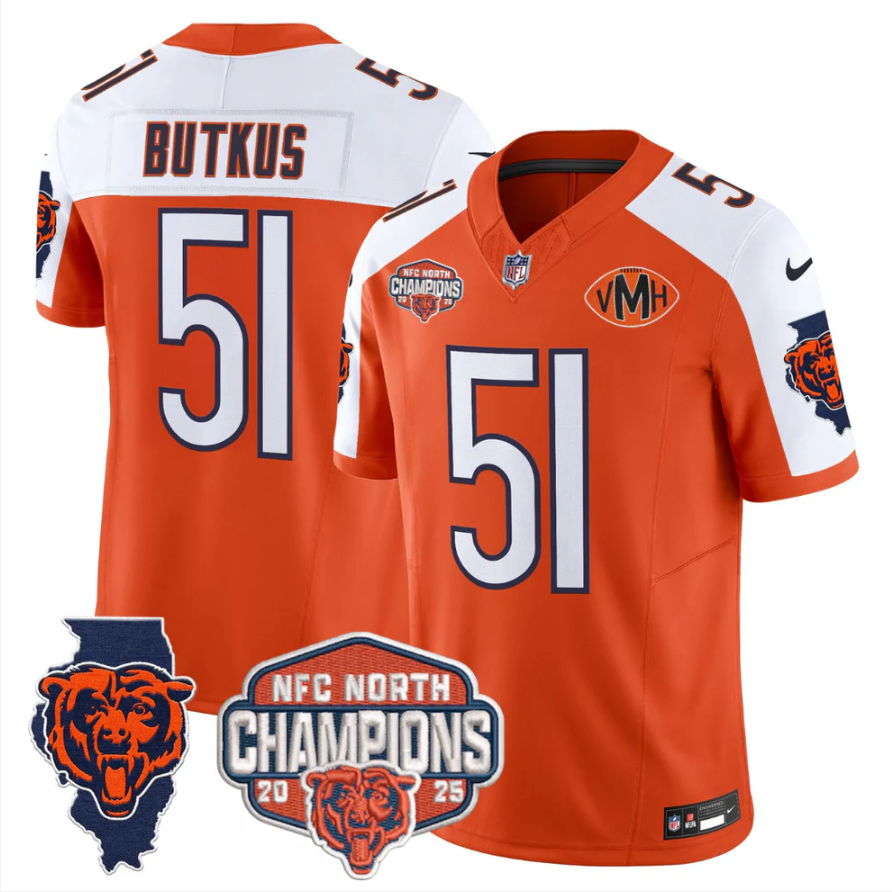 Dick Butkus Jersey #51 NFC North Champions Patch 2025 V2 Stitched Navy Alternate