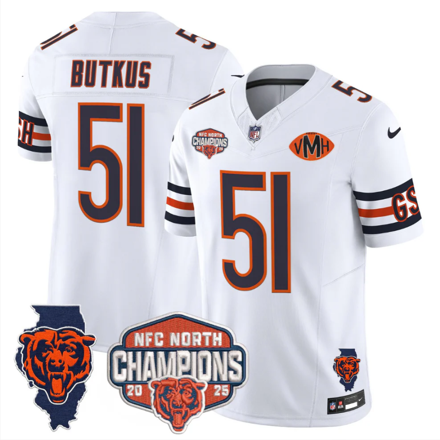 Dick Butkus Jersey #51 NFC North Champions Patch 2025 V2 Stitched Navy Alternate