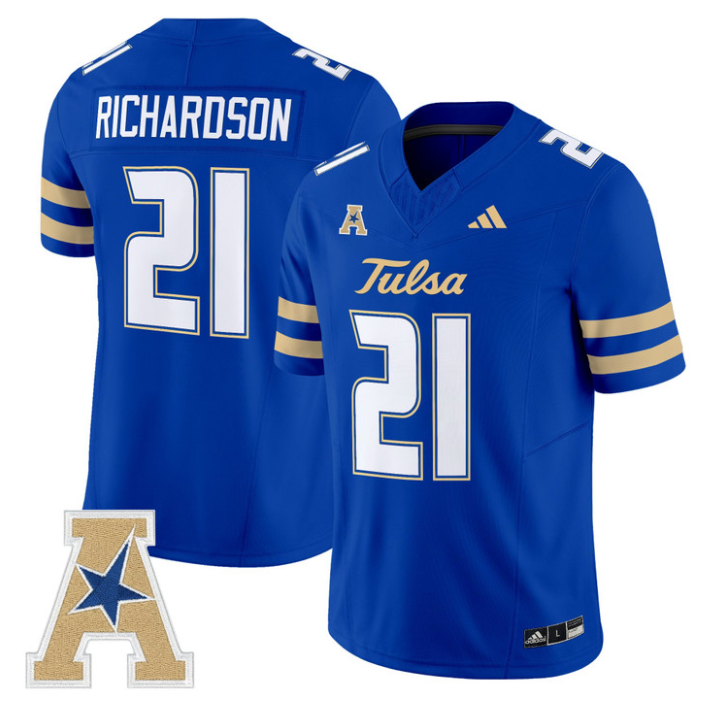 Dominic Richardson Jersey #21 Tulsa Golden Hurricane 2025 Vapor Stitched Royal