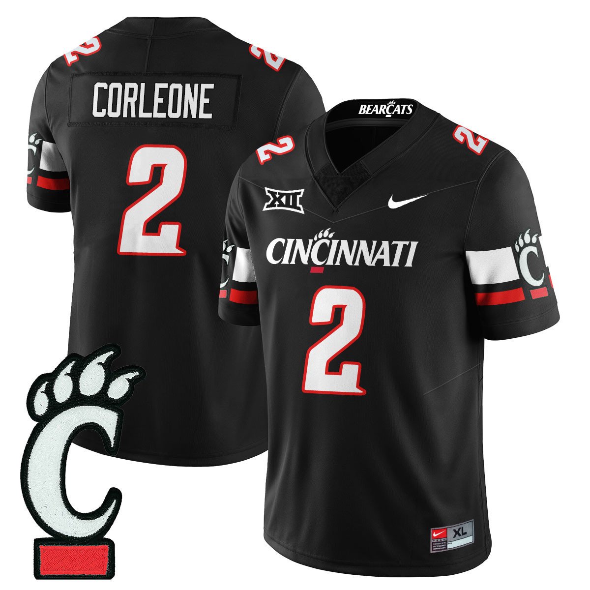 Dontay Corleone Jersey #2 Cincinnati Bearcats Football 2025 Stitched Black