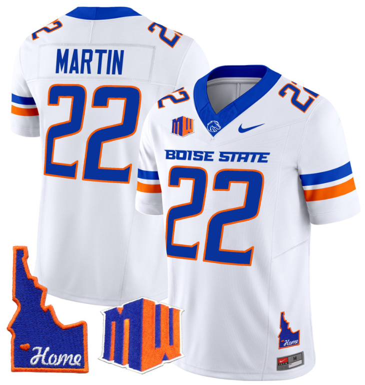 Doug Martin Jersey #22 Boise State Broncos 2024 Home Patch Vapor Football White
